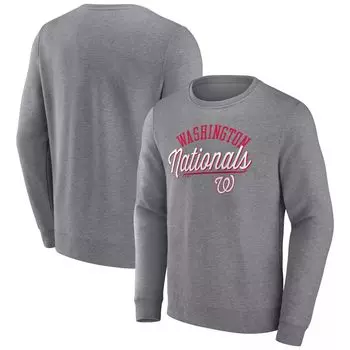 Мужской пуловер с логотипом Heather Grey Washington Nationals Simplicity Fanatics