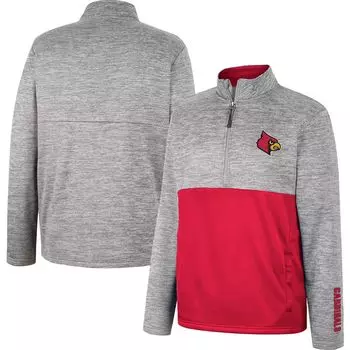 Мужской пуловер с молнией до половины длины Louisville Cardinals John Heather Grey Colosseum