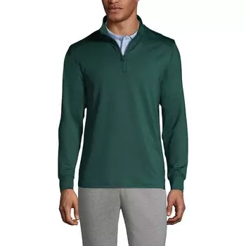 Мужской пуловер с молнией на четверть в стиле Lands End School Uniform, толстовка Lands' End, цвет Evergreen