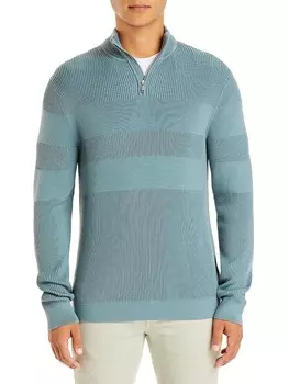 Мужской пуловер с молнией в рубчик Walton Theory, цвет Trooperblack