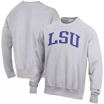 Мужской пуловер с обратным плетением Champion LSU Tigers Arch серого цвета с обратным плетением, толстовка