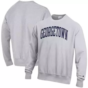 Мужской пуловер с принтом Champion Heathered Grey Georgetown Hoyas Arch обратного переплетения
