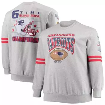 Мужской пуловер с принтом Mitchell & Ness Heathered Grey New England Patriots Big & Tall