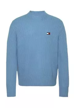Мужской пуловер с вышитым логотипом в рубчик TOMMY Jeans, цвет Dy6 Colorado Blue
