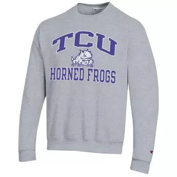 Мужской пуловер с высоким мотором TCU Horned Frogs Heather Grey Champion