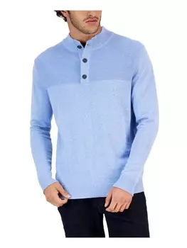 Мужской пуловер-свитер с воротником-стойкой Henley Club Room, цвет Blue Yonder