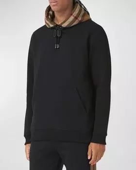 Мужской пуловер в клетку с капюшоном Burberry, цвет Black