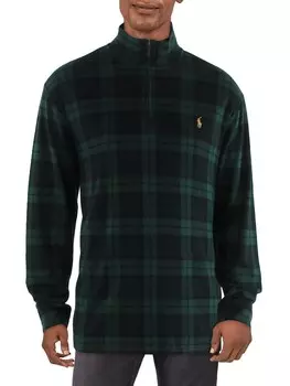 Мужской пуловер в рубчик с логотипом Big & Tall Tartan Polo Ralph Lauren, черный