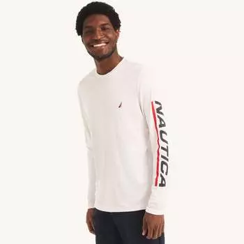 Мужской рашгард Nautica, изготовленный с учетом экологических требований, цвет bright white