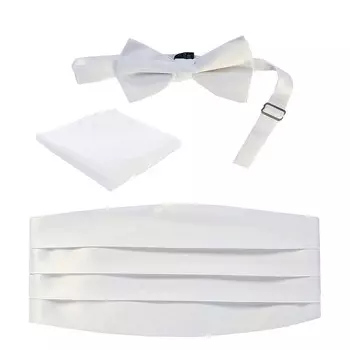 Мужской регулируемый комплект из атласа и пояса с узором пейсли Gioberti, белый