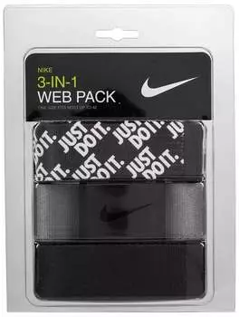 Мужской ремень для гольфа Nike Just Do It Web — набор из 3 штук, черный