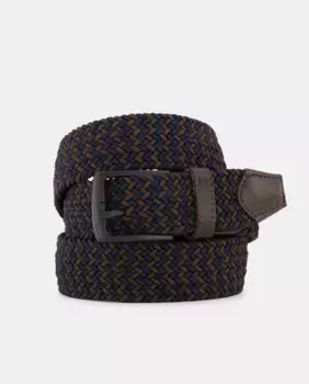 Мужской ремень из двухцветной плетеной резины Dustin, темно-синий