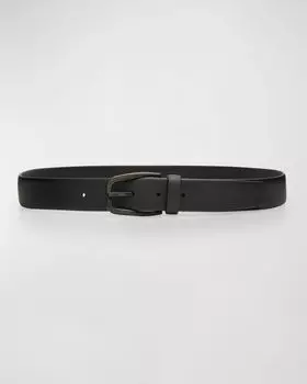 Мужской ремень из гладкой телячьей кожи ZEGNA, цвет Black