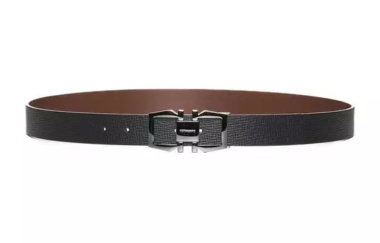 Мужской ремень из телячьей кожи FERRAGAMO, черный