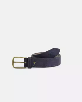 Мужской ремень из замши с прострочкой Silbon, синий
