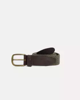 Мужской ремень из зеленой кожи с узором «елочка» Silbon, зеленый