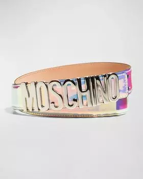 Мужской ремень с переливающимся логотипом Moschino, цвет Multi