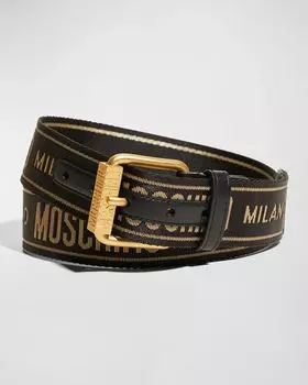 Мужской ремень с перепончатым логотипом Moschino, цвет Black Multi
