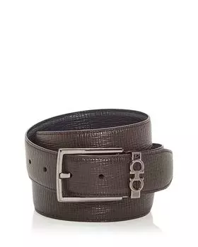 Мужской реверсивный кожаный ремень Gancini FERRAGAMO, коричневый