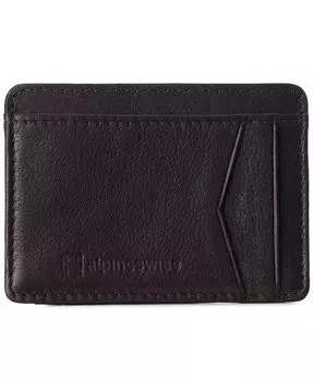 Мужской RFID-безопасный минималистичный кожаный кошелек с передним карманом и тонким чехлом для карт Alpine Swiss, коричневый