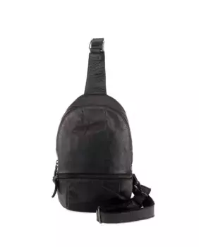 Мужской рюкзак через плечо из черной кожи Stamp, черный