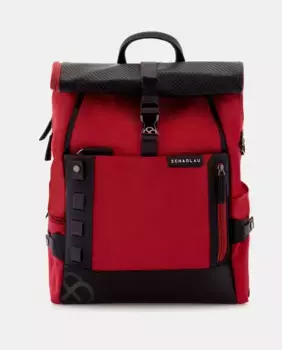 Мужской рюкзак из красной ткани с закатным клапаном Scharlau, красный