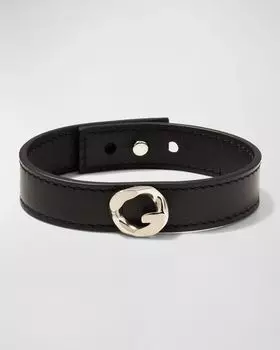 Мужской серебристый кожаный браслет с G-цепочкой Givenchy, цвет Silvery