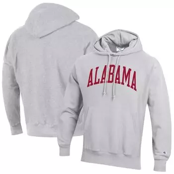 Мужской серый флисовый пуловер с капюшоном и толстым принтом Alabama Crimson Tide Big & Tall обратного переплетения Champion