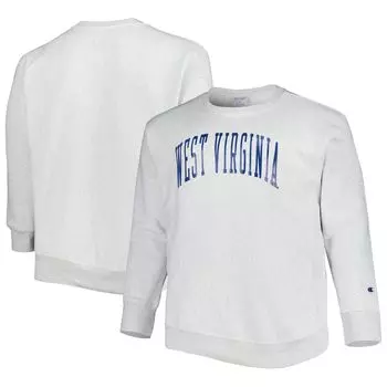 Мужской серый флисовый пуловер с круглым вырезом West Virginia Mountaineers Big & Tall с обратным переплетением, толстовка Champion