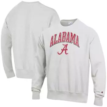 Мужской серый пуловер обратного переплетения с логотипом Alabama Crimson Tide Arch Champion