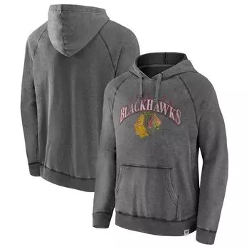 Мужской серый пуловер с капюшоном Fanatics с логотипом Chicago Blackhawks Heritage Broken Ice, пуловер реглан с капюшоном