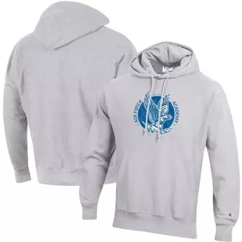 Мужской серый пуловер с капюшоном и логотипом Air Force Falcons Team Vault обратного переплетения Champion