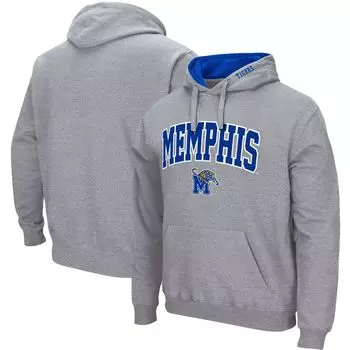Мужской серый пуловер с капюшоном Memphis Tigers Arch и Logo Colosseum