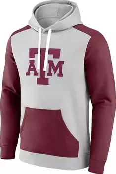 Мужской серый пуловер с капюшоном NCAA Texas A&M Aggies с цветными блоками