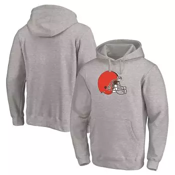 Мужской серый пуловер с капюшоном с фирменным логотипом Cleveland Browns Team Big & Tall Primary Logo Fanatics