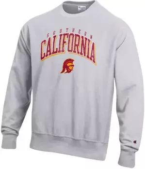 Мужской серый пуловер с круглым вырезом Champion USC Trojans обратного переплетения