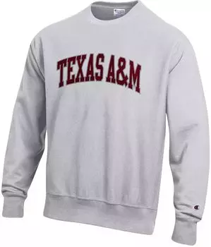 Мужской серый пуловер с круглым вырезом с обратной переплетением Champion Texas A&M Aggies