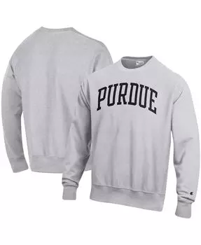 Мужской серый пуловер с принтом Purdue Boilermakers Arch обратного переплетения Champion