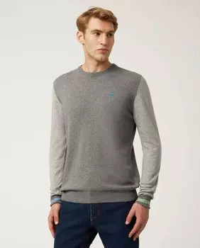 Мужской серый свитер с круглым вырезом Harmont&Blaine, светло-серый