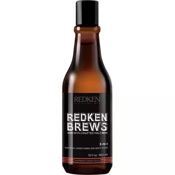 Мужской шампунь Brews 3-в-1 для очищения и смягчения волос и кожи, 300 мл, Redken