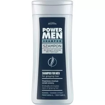 Мужской шампунь Power Man для удаления седых волос — постепенно устраняет признаки седины — гуарана и провитамин B5 — 200 мл, Joanna