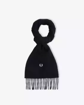 Мужской шарф черного цвета с бахромой Fred Perry, черный