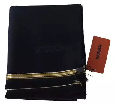 Мужской шарф Missoni из 100% шерсти унисекс с запахом на шее и бахромой, черный
