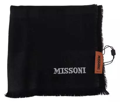 Мужской шарф Missoni из 100% шерсти унисекс с запахом на шею, черный