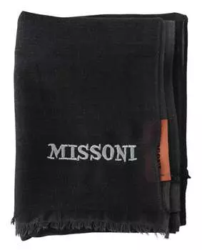 Мужской шарф Missoni из шерсти унисекс с шалью и бахромой с логотипом, черный