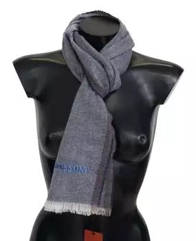 Мужской шарф Missoni из шерсти в полоску унисекс с запахом на шее и бахромой, серый