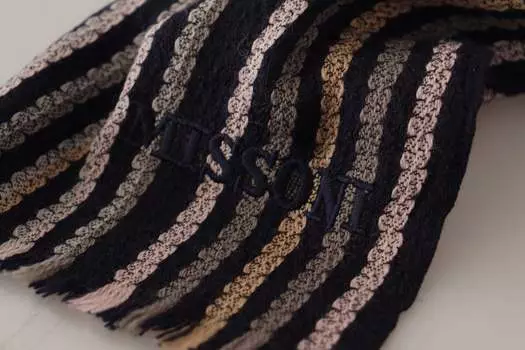 Мужской шарф Missoni из шерстяной вязки с бахромой в несколько полосок, мультиколор