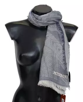 Мужской шарф Missoni кашемировый унисекс с утеплителем для шеи, серый