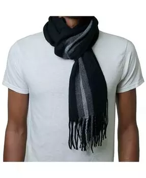 Мужской шарф, мягкие теплые шарфы длиной 80 дюймов, клетчатая зимняя шаль Alpine Swiss, черный