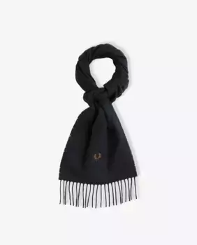 Мужской шарф темно-синего цвета с бахромой Fred Perry, тёмно-синий